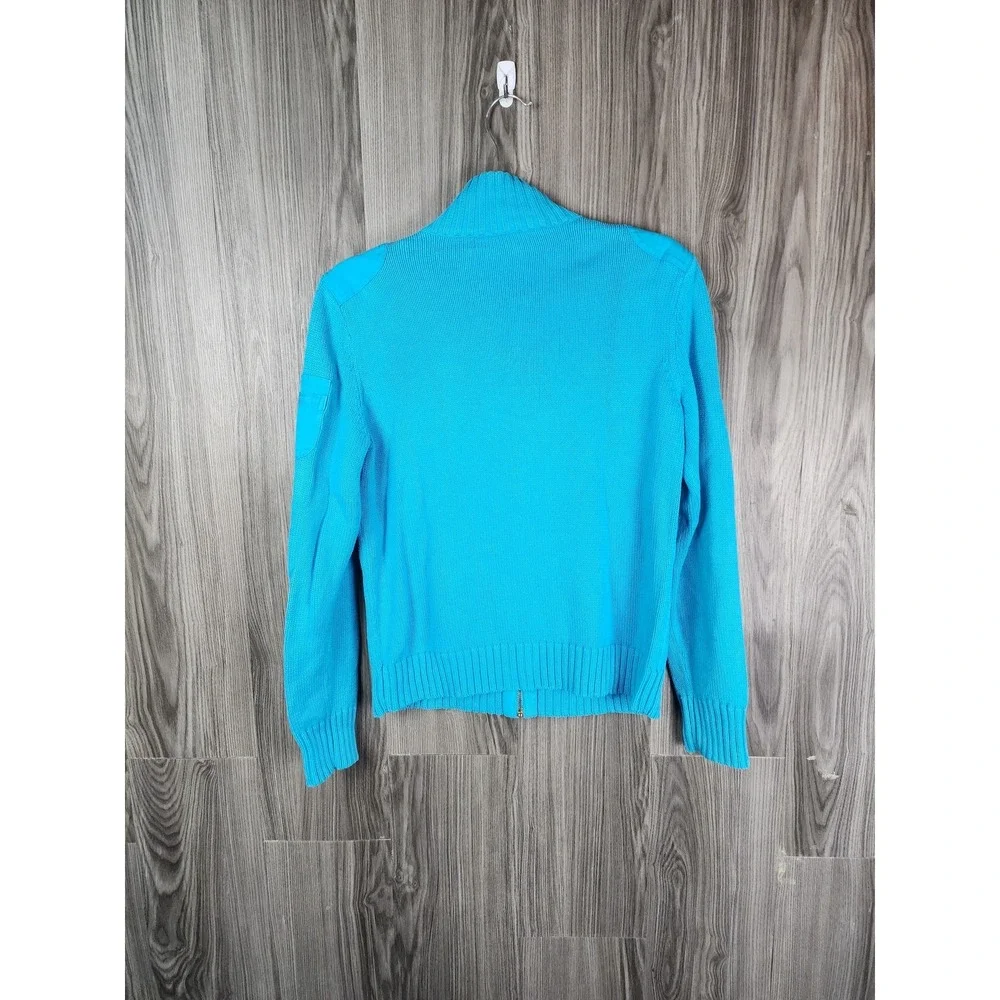 Vintage Ralph Lauren Blue Gold Zippered Knit Military Sweater Size M - Picture 5 of 5